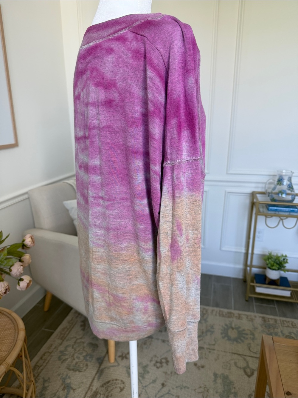 River + Sky London Purple Hand Dyed Dolman Sweatshirt Boho M - Picture 5 of 11